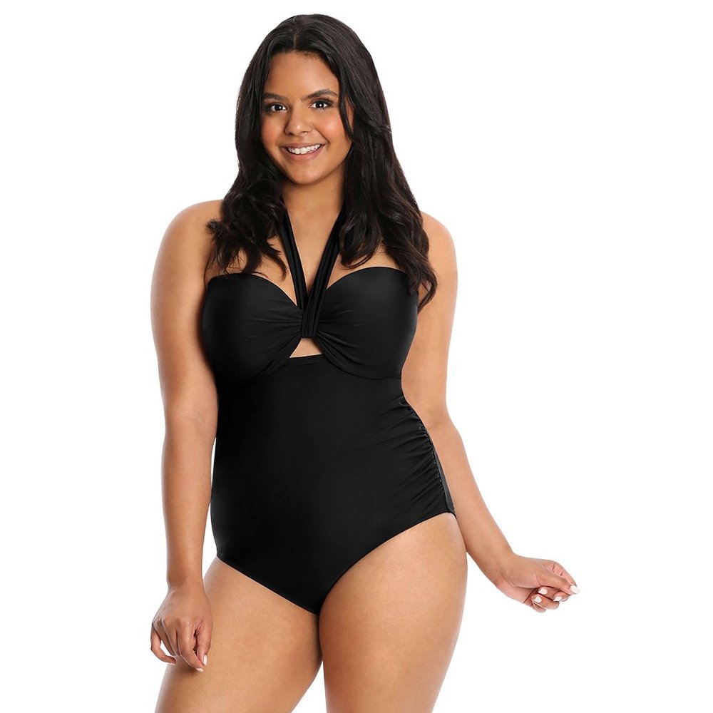 NWT Lysa Swim Plus Size 1 Piece Halter Swimsuit 0X 14 16
